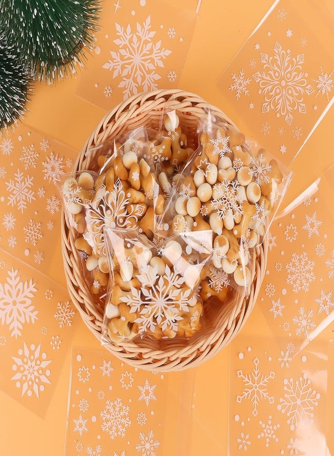 LOKIPA 180 PCS Christmas Cellophane Treat Bags, Snowflake Self-Adhesive Christmas Candy Cookie Bags Small Xmas Treat Bags for Xmas Party Favor Supplies - Image 3